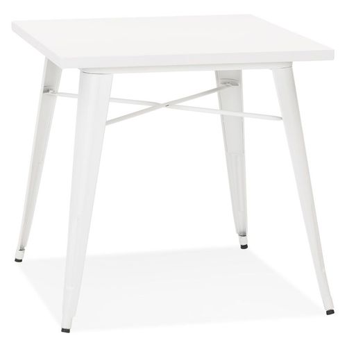 Petite Table À Dîner Style Industriel 'lalou' Blanche - 76x76 Cm