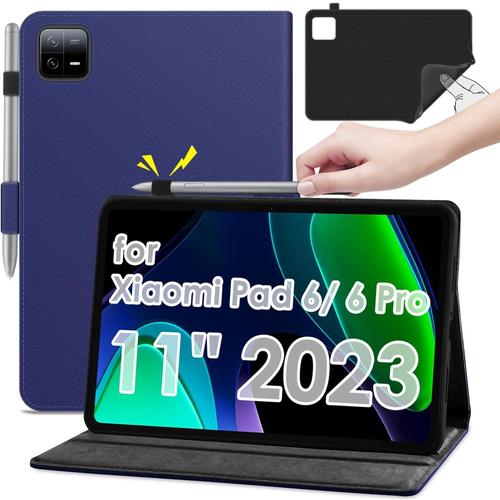 Housse Pour Xiaomi Mi Pad 6/6 Pro 11 Pouces 2023 Avec Support S Pen,Ultra Fine Premium Pu Cuir Stand Folio Cover Case Avec Fonction Réveil/Sommeil Automatique Slim Pu Cuir Housse De Protection