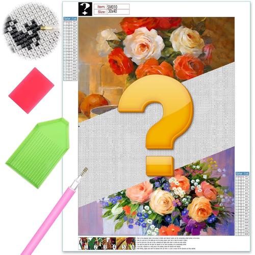 Mystery Fleur Diamond Painting Kit,Diy 5d Diamant Painting,Broderie Diamant Kit Complet Für Adults Enfant,Diamond Painting Art Cross Stitch Crystal Crafts Family Decoration Set 30x40cm