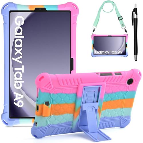 Enfant Coque Pour Samsung Galaxy Tab A9 Android 13 8,7 Pouces 2023 Sm-X110/X115/X117 Protection Housse Silicone Pour Galaxy A9 Étui Pochette Avec Stylus Pen Bandoulière Pour Tablette A9 8,7''