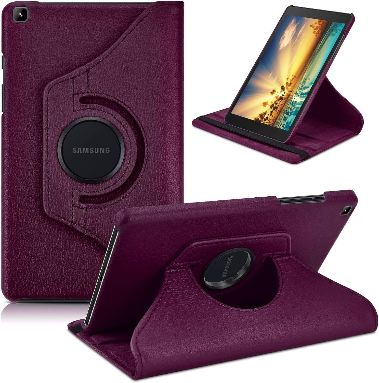 Housse Pour Samsung Galaxy Tab A 8.0 2019 (Sm-T290/T295/T297) Ultra Mince Cuir Coque Protection Avec 360 Support Fonction Rotatif Étui Samsung T290 8 Pouces Cover, Violet