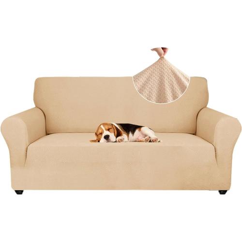 Housse Canapé 2 Places Avec Accoudoirs,Housse Canape Extensible,Protege Canape Universelle,Housses Pour Meubles Protection Pour Chiens Et Chats,Moderne Housse Fauteuil,Beige Jaune