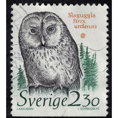 Suède 1989 Oblitéré Used Oiseau Rapace Strix Uralensis Chouette De L'oural Su