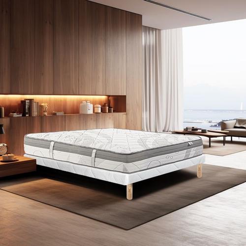 Ensemble Matelas Viscoplus, 26 Cm Mémoire De Forme Ferme Réversible+Sommier Blanc Ep 13cm