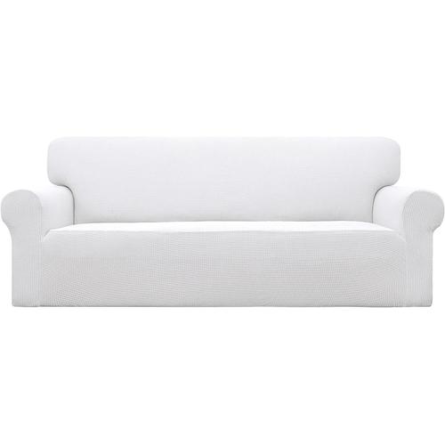 Extensible Causeuse Sofa Furniture Protecteur Canapé Shield Couch Doux Avec Élastiques Fond Enfants En Mousse Polyester Spandex Checks Jacquard Tissu Petits Canapé Blanc Comme Neige