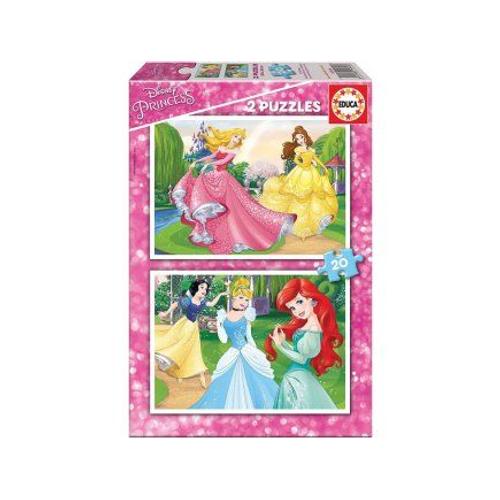 Puzzle Enfant Educa 2 X 20 Pieces - Les Princesses Disney Dans Le Parc Aurore Et Belle Blanche Neige Ariel Et Cendrillon