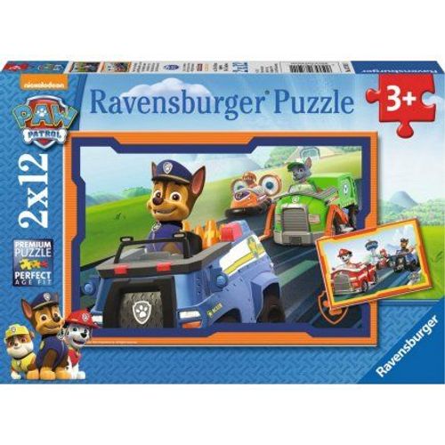 2 Puzzles Enfant Pat Patrouille 12 Pieces : Ryder Rocky Marcus Chase Zuma Ruben Partent En Mission - Collection Dessins Animes Ravensburger