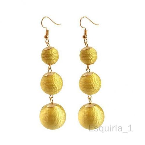 Esquirla 6xboho Fil Trois Boule Longue Linéaire Dangle Goutte Piercing Boucles D'oreilles Jaune