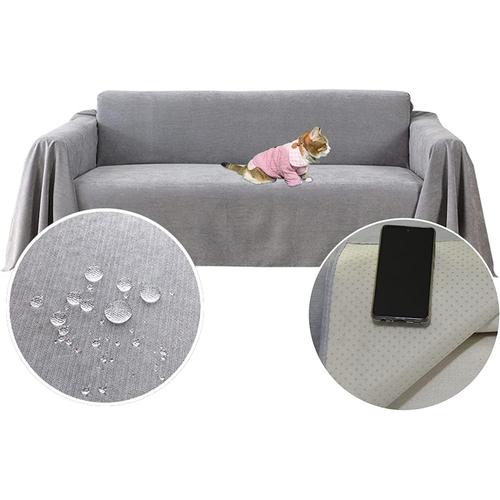 Housse De Canapé Housse De Causeuse Résistant À L'eau Anti-Dérapant Durable Coussin Complet De Canapé Tissu Meubles Canapé Protecteur Pour Animaux Domestiques Cheveux Chien (L:380 X W:180 Cm)