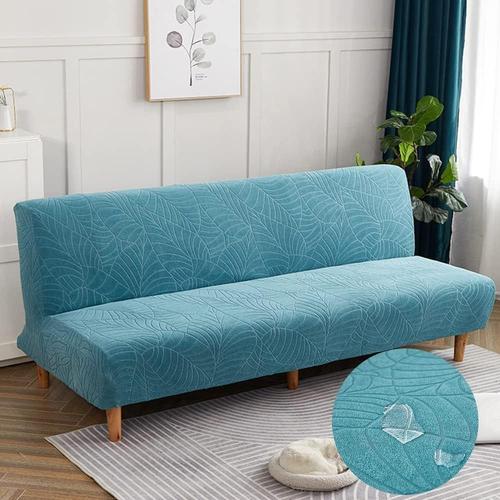 Housse De Canape Clic Clac Jacquard Extensible Imperméable Housse De Canapé-Lit Housse De Canapé Sans Bras Universel Doux Antidérapante Lavable Housse Futon (Bleu Clair,160-190cm)