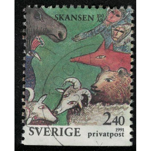 Suède 1991 Oblitéré Used Animaux Du Musée De Plein Air De Skansen Su