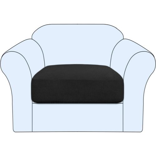 Housse De Coussin Très Extensible Pour Canapé 1 Place - Housse De Coussin De Protection Pour Canapé - Housse Souple Avec Élastique En Bas (Coussin De Chaise,Noir)