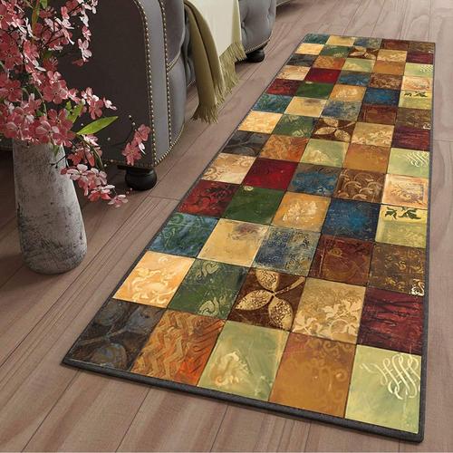 Tapis de Salle de Bain Moderne Lavable antiderapant Long Design Traditionnel Tapis de Passage Devant évier pour Cuisine Salon Couloir Entree Interieur, 50x440cm