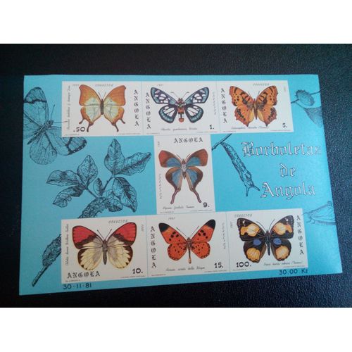 Timbre Angola Yt Bf 6 Papillons D'angola 1982 ( 040504 1)