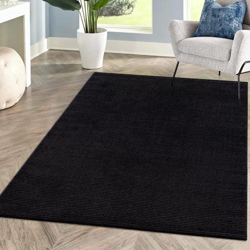 Tapis Uni Graphite - Rectangulaire - 120 X 160 Cm - Motif À Rayures - Effet 3d - Tapis Moderne À Poils Courts - Décoration Pour La Maison Et Le Salon