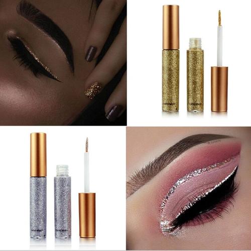 Imperméable À L'eau 10 Couleurs Liquide Brillant Yeux Liner Crayon Maquillage Argent Or Marron Paillettes Eyeliner Couleur Cosmétique 7ml 