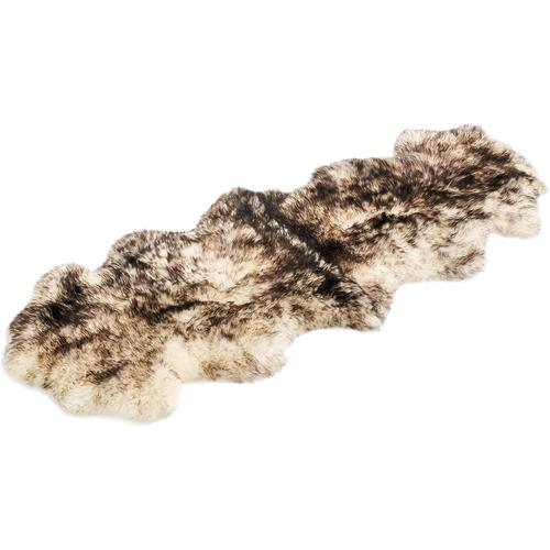 Tapis En Peau De Mouton Bio 100% Naturelle - Deux Poils De Mouton - Couverture Douce Et Moelleuse - Un Ajout Original À N'importe Quelle Pièce (Cheveux Noirs, 210-200 Cm X 55-65 Cm)