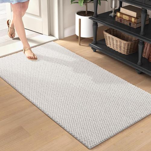 Tapis Entrée Intérieur 60x120cm, Luxueux Paillasson Intérieur Pour Décorer, Tapis Salon Absorbant Et Lavable Tapis De Porte Pour Entrée, Chambre, Cuisine, Salon, Intérieur&extérieur - Crème