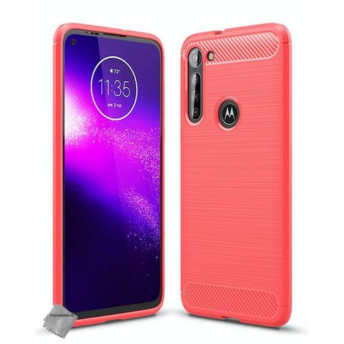 Housse Etui Coque Silicone Gel Carbone Pour Motorola Moto G8 Power + Verre Trempe - Rouge