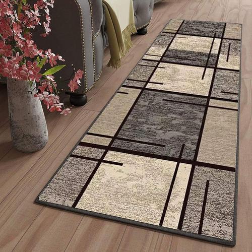 Tapis Salle de Bain antiderapant Lavable Long Moderne Design Traditionnel Tapis de Couloir Au Mètre pour Cuisine Salon Couloir Entree Interieur, 90x180cm