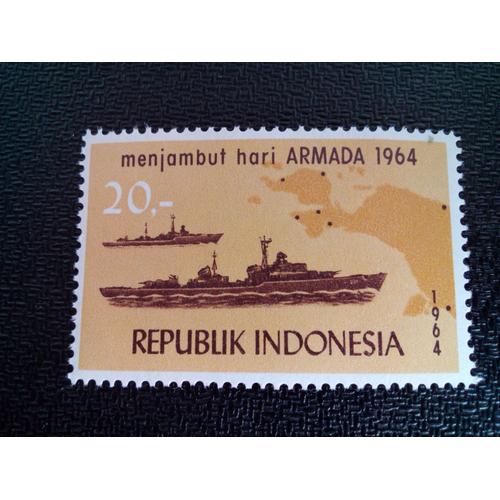 Timbre Indonesie Yt 395 Jour De La Marine 1964 ( 10604 )