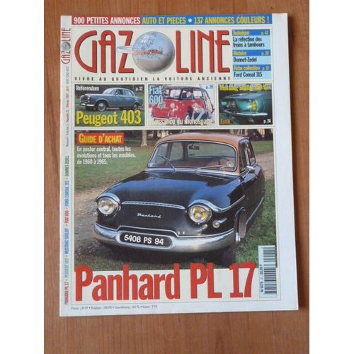 Gazoline N°21 - Février 1997 - Panhard Pl 17 - Peugeot 403 - Fiat 600 - Mustang Shelby 350 Gt