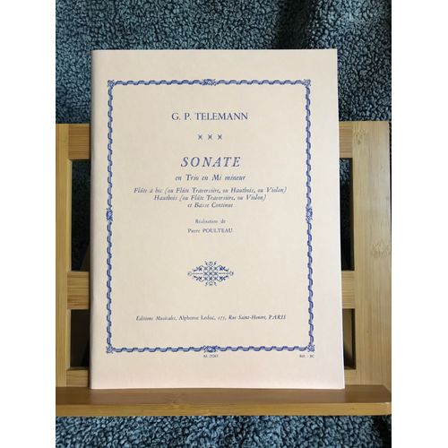 Telemann Sonate En Trio Mi M Partition Flûte A Bec Hautbois Basse Continue Éd. Leduc