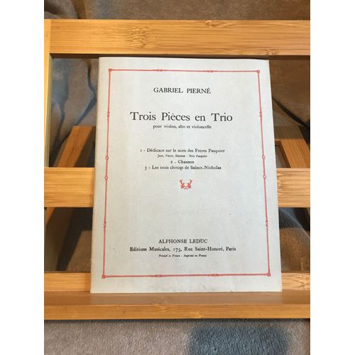 Gabriel Pierné Trois Pièces En Trio Partition Poche Violon Alto Violoncelle Leduc