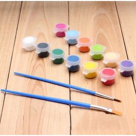 Peinture Acrylique 12 Pots Couleurs + 2 Pinceaux - Reborning Bébé Reborn Set Enfant Nouveau Né Poupée Poupon Réaliste - Ensemble Kit Creation