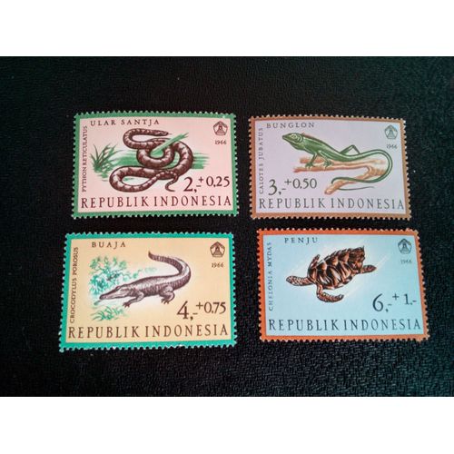 Timbre Indonesie Yt 494 A 497 Séries: Reptiles 1966 ( 10604 )
