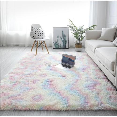 Tapis Chambre Shaggy Lavable, 80x160 Cm Carpet Moderne Antidérapant Intérieur Longs Moelleux Tapis, Longues Soft Tapis Grand Tapis Pour Salon Chambre Couloir (Multicolore, 120x200 Cm)