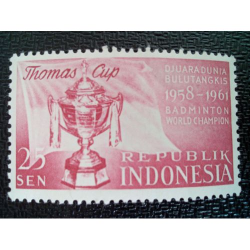 Timbre Indonesie Yt 167 Victoire Indonésienne En Coupe Thomas 1958 ( 10604 )