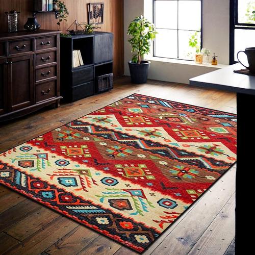 Tapis Grand Pour Chambre À Coucher, 140 X 200 Cm, Motif Médaillon, Floral, Style Oriental Vieilli Et Vintage, Avec Envers Antidérapant Durable