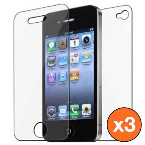 3 Film Protection Ecran + Dos Compatible Iphone Screenguard, Smartphone: Apple Iphone 4 / 4s