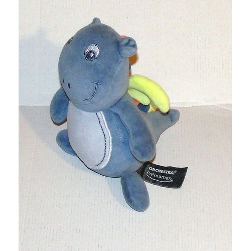 Dragon Orchestra Bleu Petrole Doudou Peluche Dinosaure Premaman Grelot