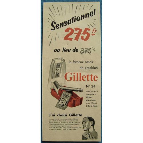 Publicité Papier - Rasoir Mécanique Et Lames Gillette De 1954