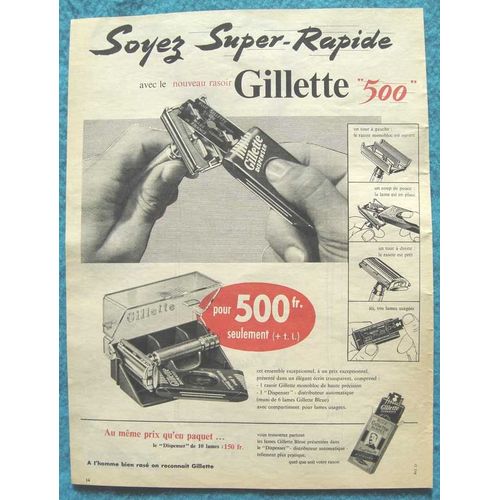 Publicité Papier - Rasoir Mécanique Et Lames Gillette De 1955