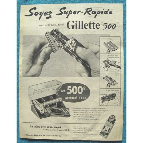 Publicité Papier - Rasoir Mécanique Et Lames Gillette De 1955