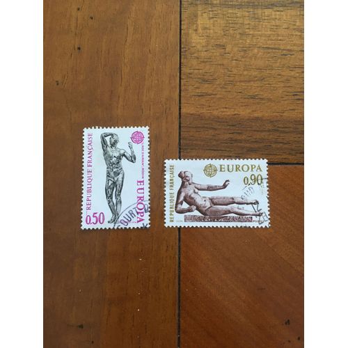 France 1974, Belle Paire Europa, Thème Sculpture, Yvert 1789 Oeuvre De Rodin, "L'age D'airain", Et 1790 Oeuvre De Maillol, "L'air", Oblitérés, Tbe