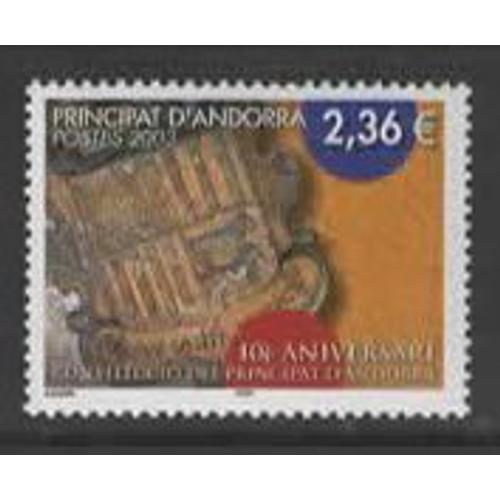 Andorre, Timbre-Poste Y & T N° 577, 2003 - Dixième Anniversaire De La Constitution De La Principauté D' Andorre