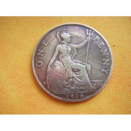 Pièce En Bronze De 1916 " One Penny - Georges V " .