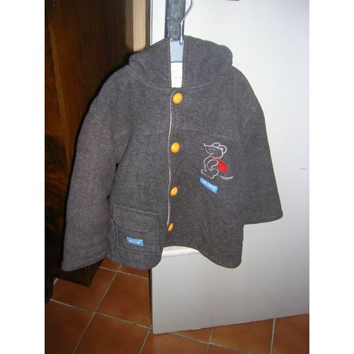 Manteau Doublé À Capuche Une Souris Grise 4 Ans.