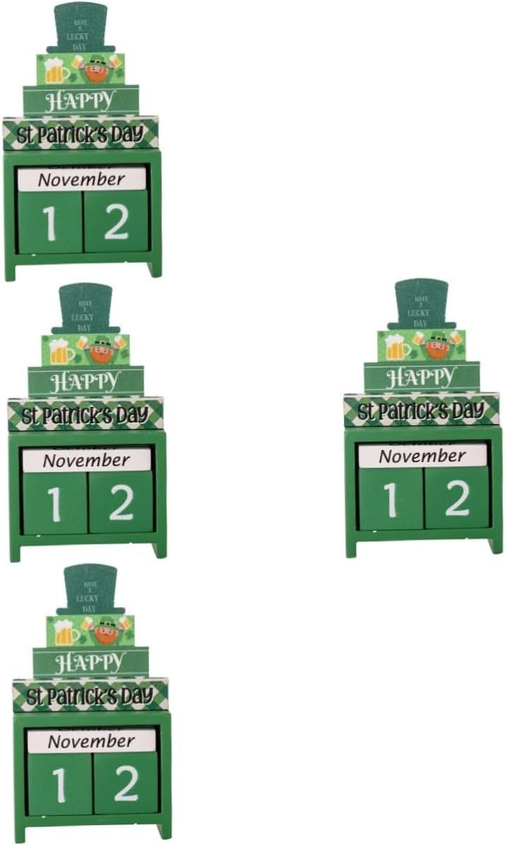 4 Pièces Compte à rebours de la Journée irlandaise saint patrick st patrick décor calendrier de l'Avent St. cadeau de patrick en bois accessoires de mise en scène