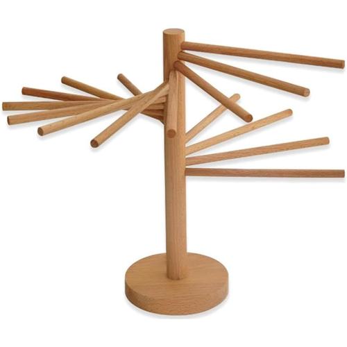 Séchoir à pâtes en bois pliable avec 16 tiges de suspension