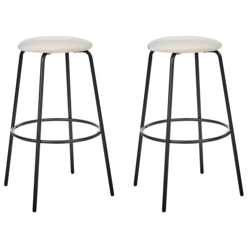 Velours Tabouret De Bar Set De 2 Blanc Cassé Morton