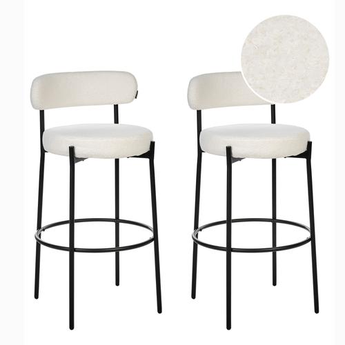 Bouclé Tabouret De Bar Set De 2 Blanc Allison