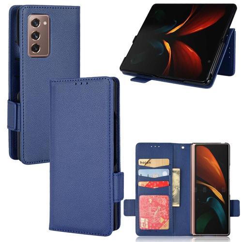 Étui Pour Samsung Galaxy Z Fold 2 Portefeuille Boucle Latérale Cuir Pu Magnétique Titulaire De Fentes Pour Cartes - Bleu