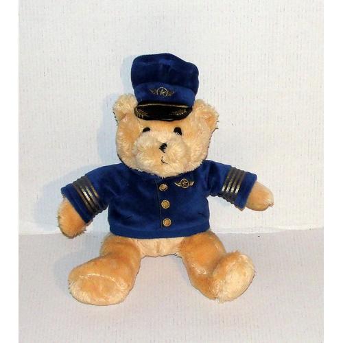 Peluche Ours Pilote D'avion De Ligne Gipsy Doudou Ourson Commandant De Bord 24 Cm