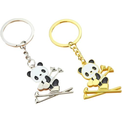 2 Pièces Pendentif Panda Ski Porte-Clés Pour Les Filles Charmes De Sac À Dos Bijou De Sac Panda Accessoire De Sac Panda Décor Portefeuille Ornement Suspendu Cartable Jouet Panda