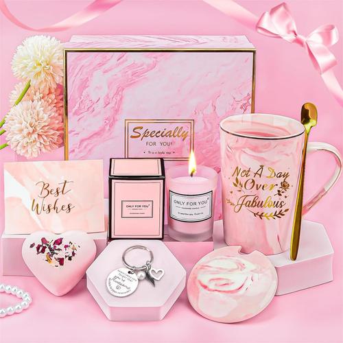 Coffret Cadeau Femme, Idee Cadeau Femme Anniversaire Ensemble De 5 Pièces, Tasse À Café, Aromathérapie, Boule De Sel De Bain, Porteclés, Carte De Voeux, Coffret Cadeau Pour Femme, Mère, S?Ur